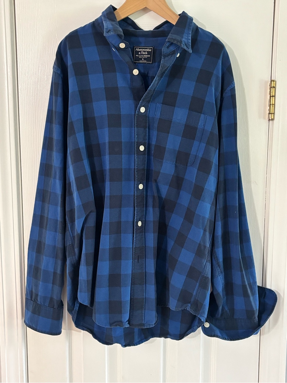 Abercrombie & Fitch Blue and Black Plaid Button-Down Shirt